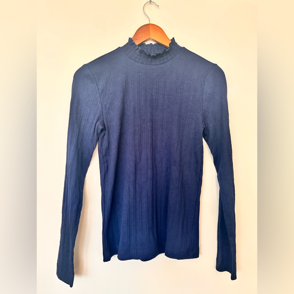 LOFT Navy Mock Neck Top – Size M